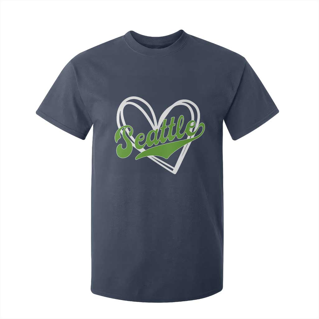 Vintage Seattle T Shirt For Kid Classic Print Retro Varsity Love Heart Graphic TS10 Navy Print Your Wear