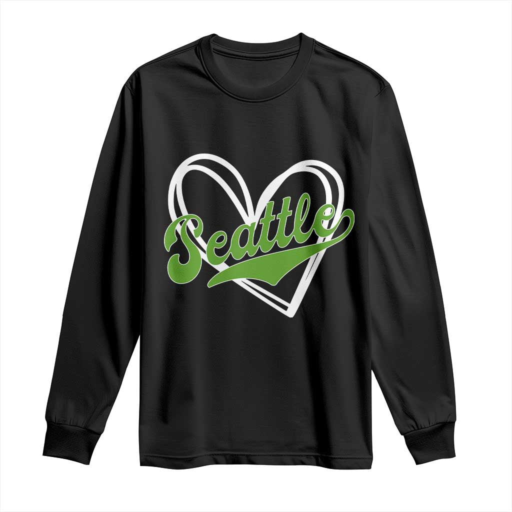 Vintage Seattle Long Sleeve Shirt Classic Print Retro Varsity Love Heart Graphic TS10 Black Print Your Wear