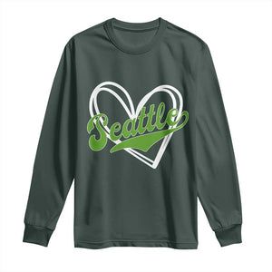 Vintage Seattle Long Sleeve Shirt Classic Print Retro Varsity Love Heart Graphic TS10 Dark Forest Green Print Your Wear