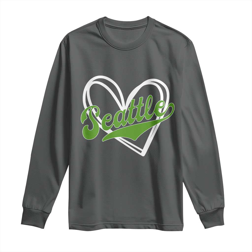 Vintage Seattle Long Sleeve Shirt Classic Print Retro Varsity Love Heart Graphic TS10 Dark Heather Print Your Wear