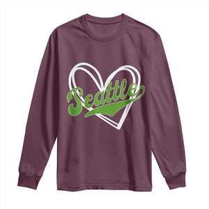 Vintage Seattle Long Sleeve Shirt Classic Print Retro Varsity Love Heart Graphic TS10 Maroon Print Your Wear