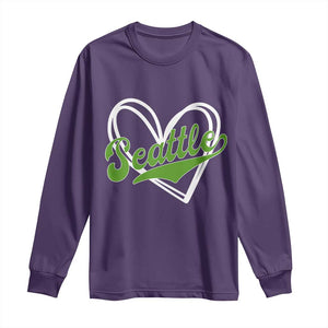 Vintage Seattle Long Sleeve Shirt Classic Print Retro Varsity Love Heart Graphic TS10 Purple Print Your Wear