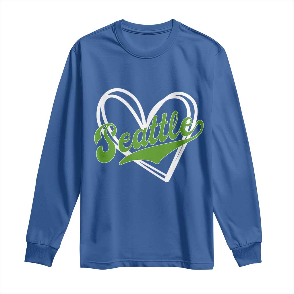 Vintage Seattle Long Sleeve Shirt Classic Print Retro Varsity Love Heart Graphic TS10 Royal Blue Print Your Wear