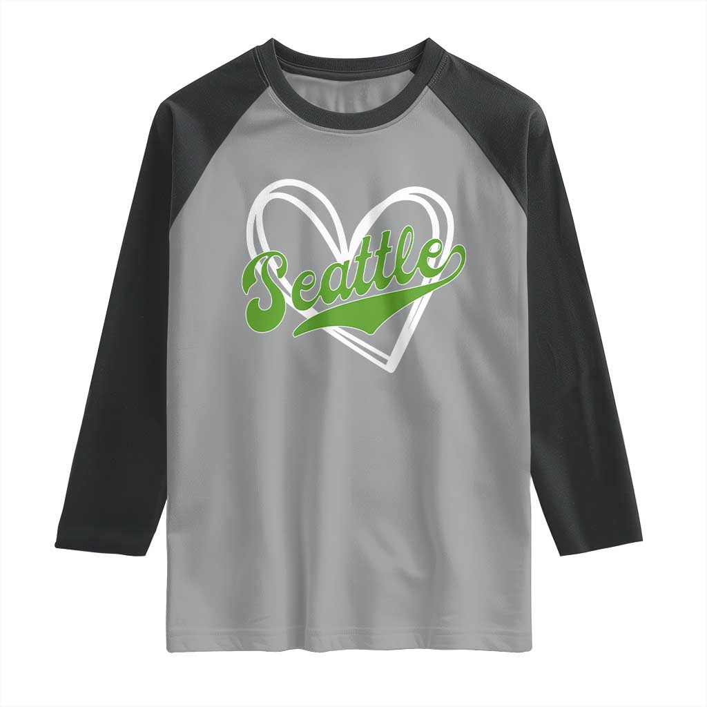 Vintage Seattle Raglan Shirt Classic Print Retro Varsity Love Heart Graphic TS10 Sport Gray Black Print Your Wear