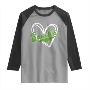 Vintage Seattle Raglan Shirt Classic Print Retro Varsity Love Heart Graphic TS10 Sport Gray Black Print Your Wear
