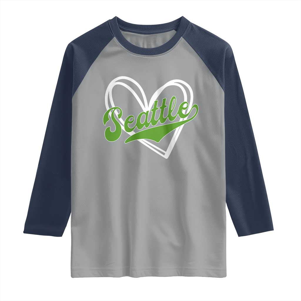 Vintage Seattle Raglan Shirt Classic Print Retro Varsity Love Heart Graphic TS10 Sport Gray Navy Print Your Wear