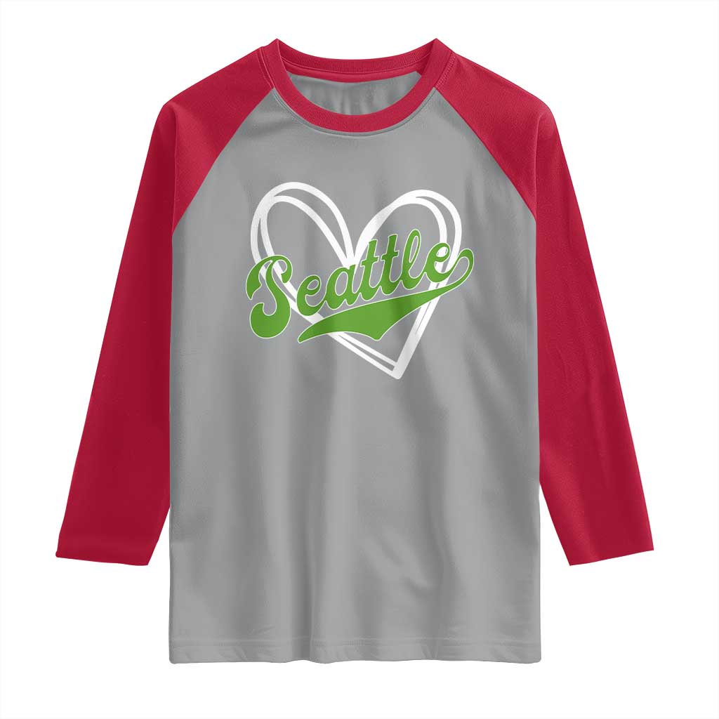 Vintage Seattle Raglan Shirt Classic Print Retro Varsity Love Heart Graphic TS10 Sport Gray Red Print Your Wear