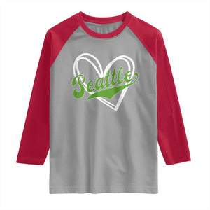 Vintage Seattle Raglan Shirt Classic Print Retro Varsity Love Heart Graphic TS10 Sport Gray Red Print Your Wear