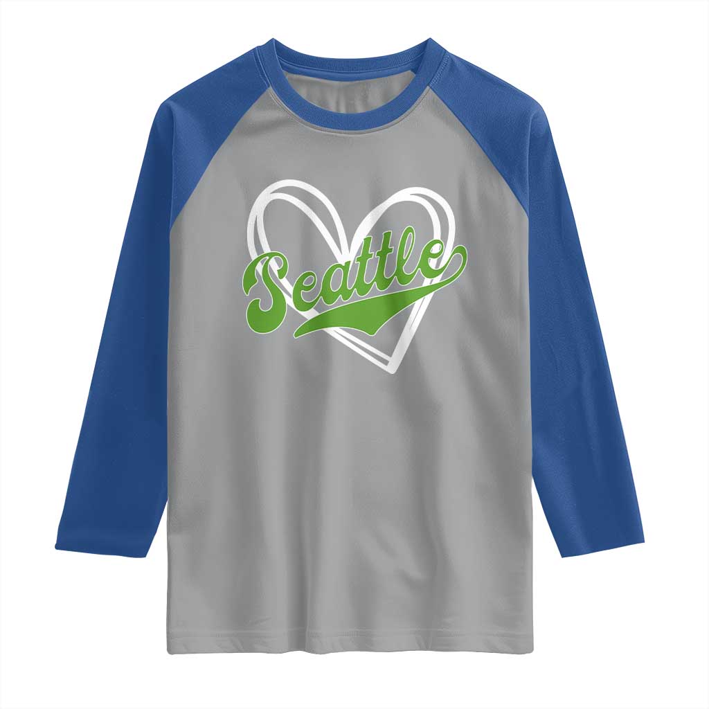 Vintage Seattle Raglan Shirt Classic Print Retro Varsity Love Heart Graphic TS10 Sport Gray Royal Print Your Wear