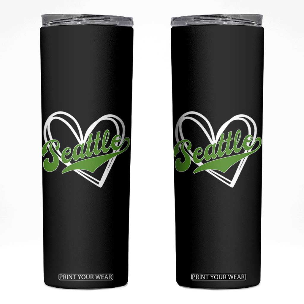 Vintage Seattle Skinny Tumbler Classic Print Retro Varsity Love Heart Graphic TS10 Black Print Your Wear