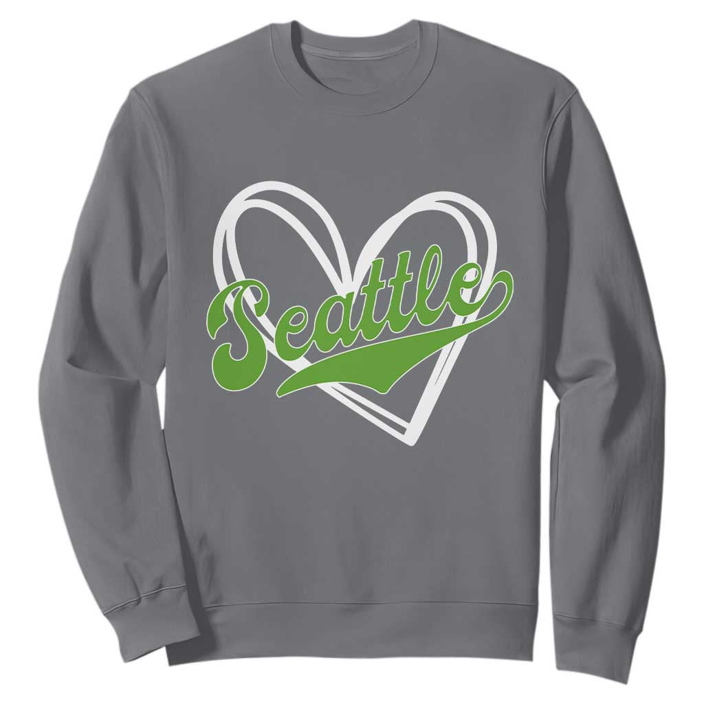 Vintage Seattle Sweatshirt Classic Print Retro Varsity Love Heart Graphic TS10 Charcoal Print Your Wear