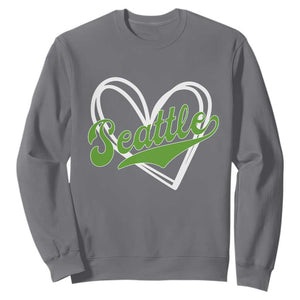 Vintage Seattle Sweatshirt Classic Print Retro Varsity Love Heart Graphic TS10 Charcoal Print Your Wear