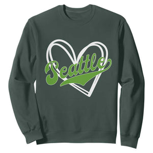 Vintage Seattle Sweatshirt Classic Print Retro Varsity Love Heart Graphic TS10 Dark Forest Green Print Your Wear