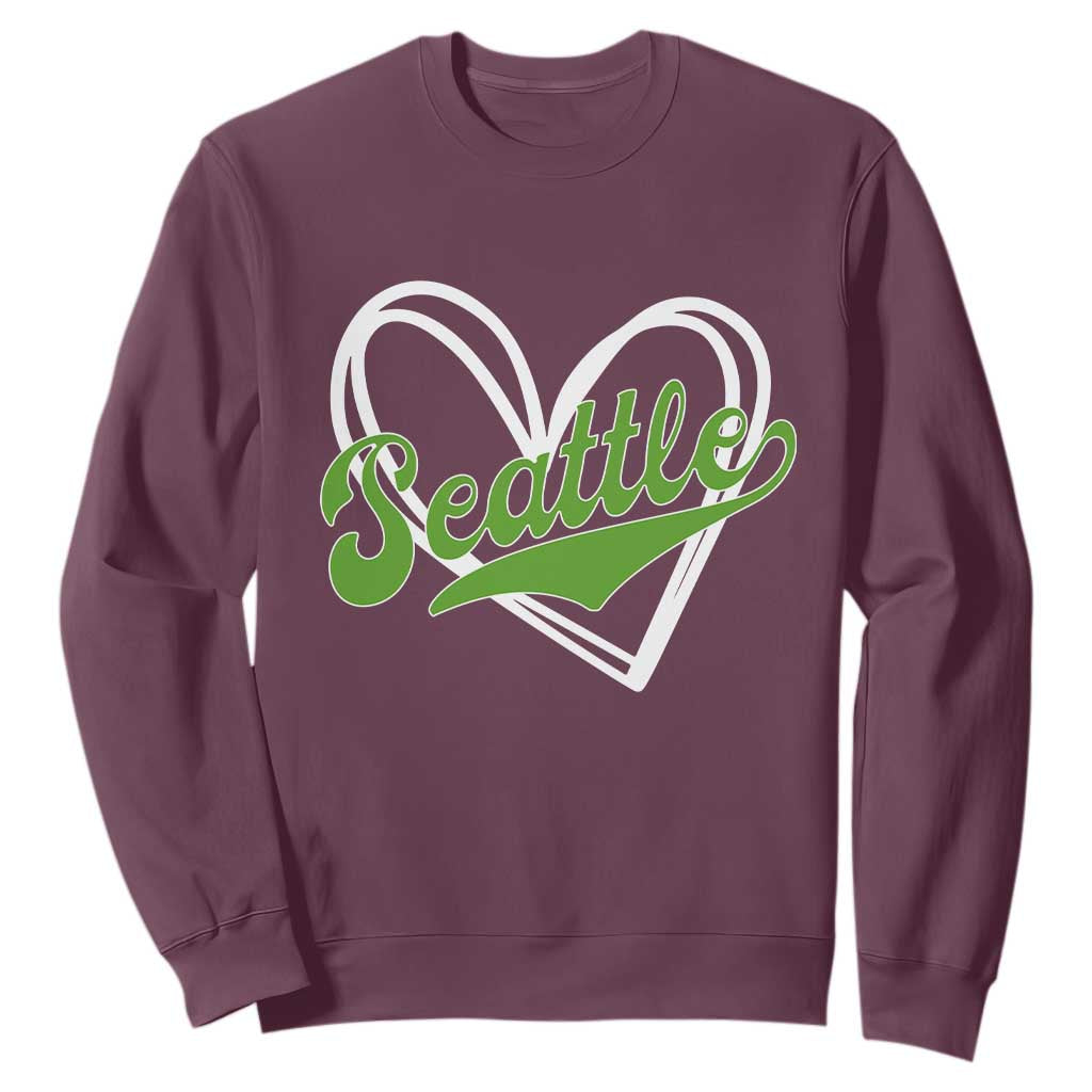 Vintage Seattle Sweatshirt Classic Print Retro Varsity Love Heart Graphic TS10 Maroon Print Your Wear