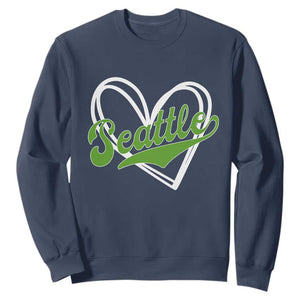 Vintage Seattle Sweatshirt Classic Print Retro Varsity Love Heart Graphic TS10 Navy Print Your Wear
