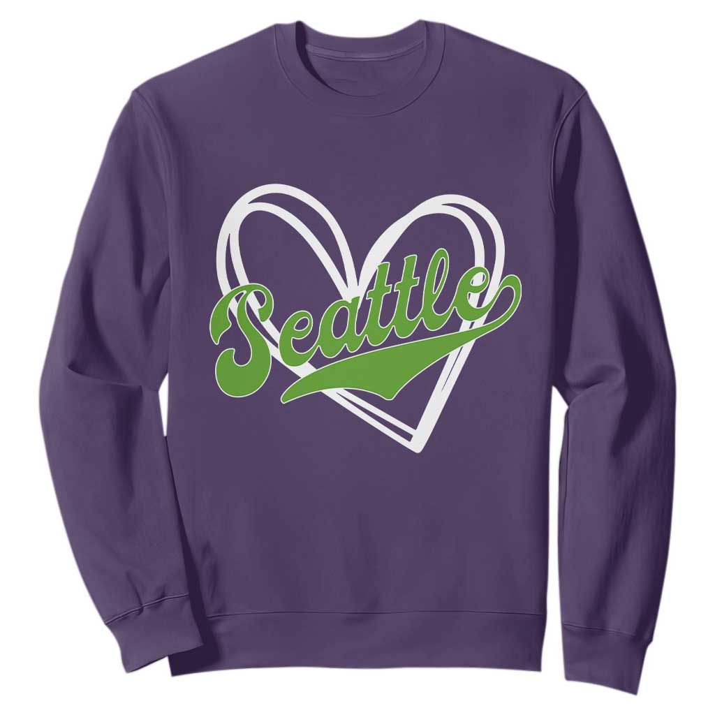 Vintage Seattle Sweatshirt Classic Print Retro Varsity Love Heart Graphic TS10 Purple Print Your Wear