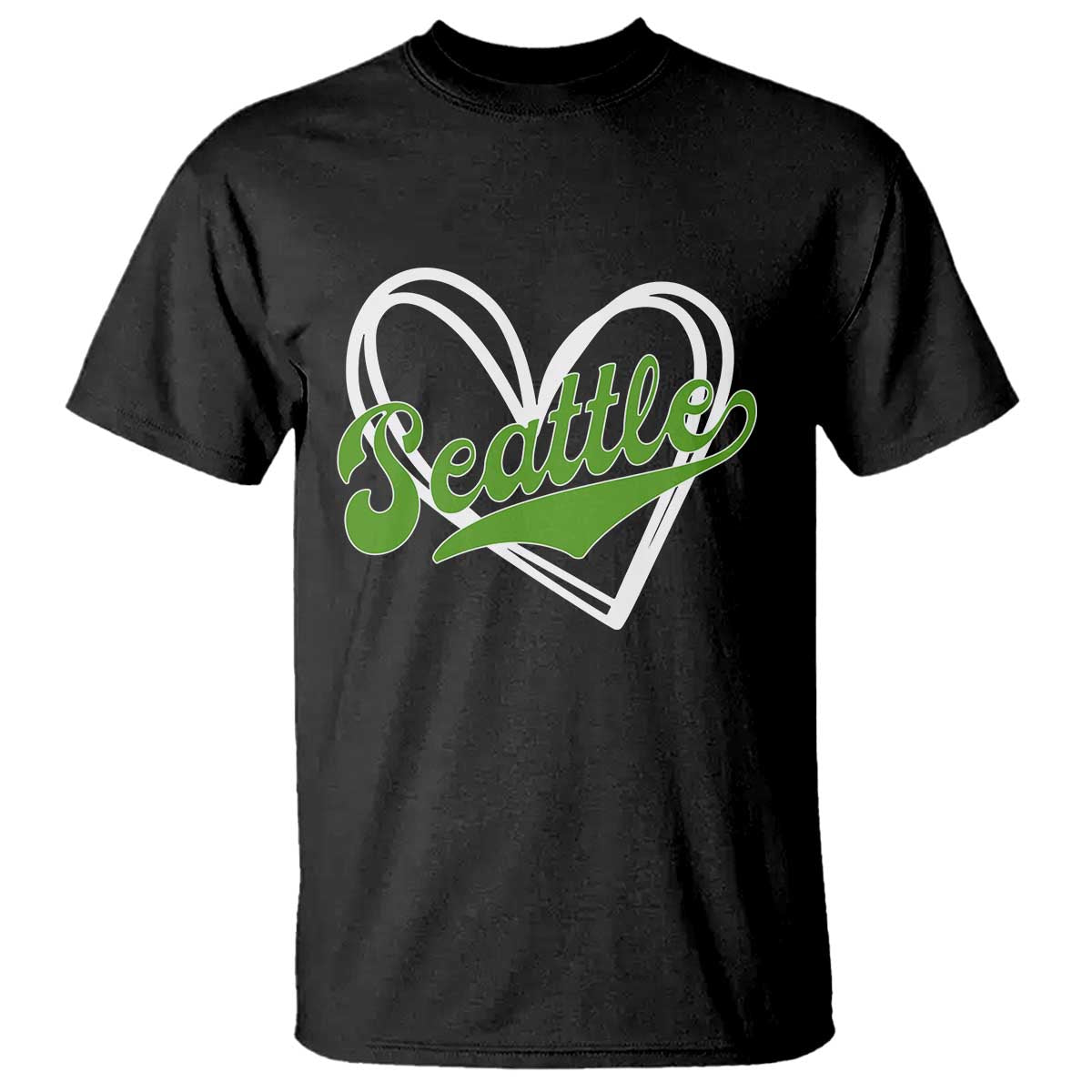 Vintage Seattle T Shirt Classic Print Retro Varsity Love Heart Graphic TS10 Black Print Your Wear