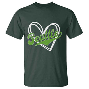 Vintage Seattle T Shirt Classic Print Retro Varsity Love Heart Graphic TS10 Dark Forest Green Print Your Wear