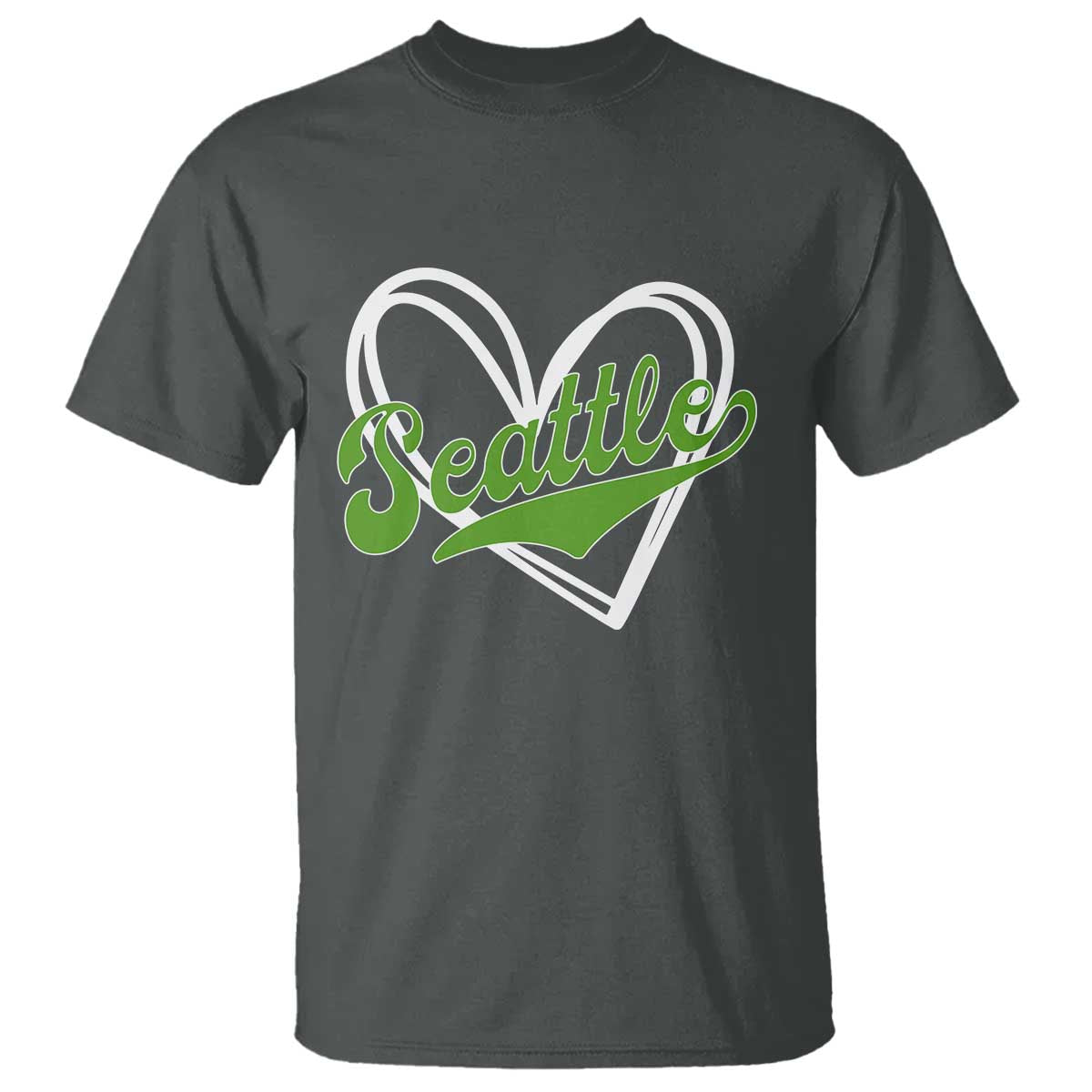 Vintage Seattle T Shirt Classic Print Retro Varsity Love Heart Graphic TS10 Dark Heather Print Your Wear
