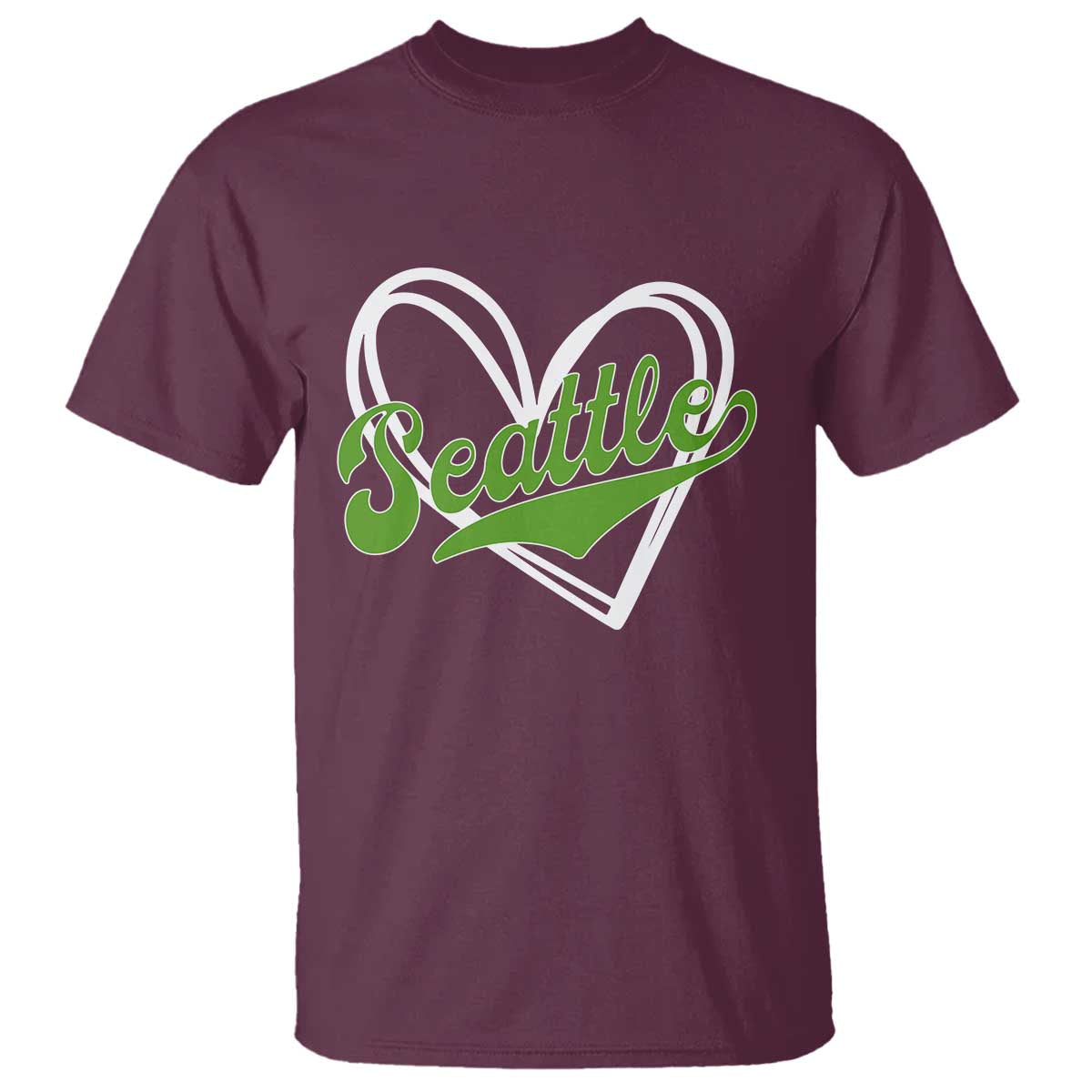 Vintage Seattle T Shirt Classic Print Retro Varsity Love Heart Graphic TS10 Maroon Print Your Wear