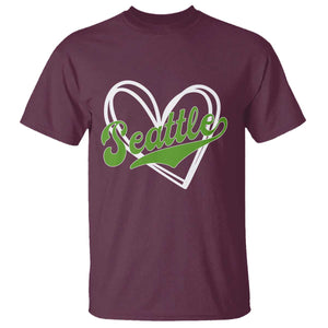 Vintage Seattle T Shirt Classic Print Retro Varsity Love Heart Graphic TS10 Maroon Print Your Wear