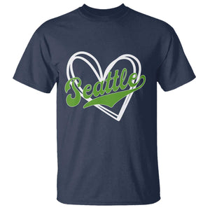 Vintage Seattle T Shirt Classic Print Retro Varsity Love Heart Graphic TS10 Navy Print Your Wear