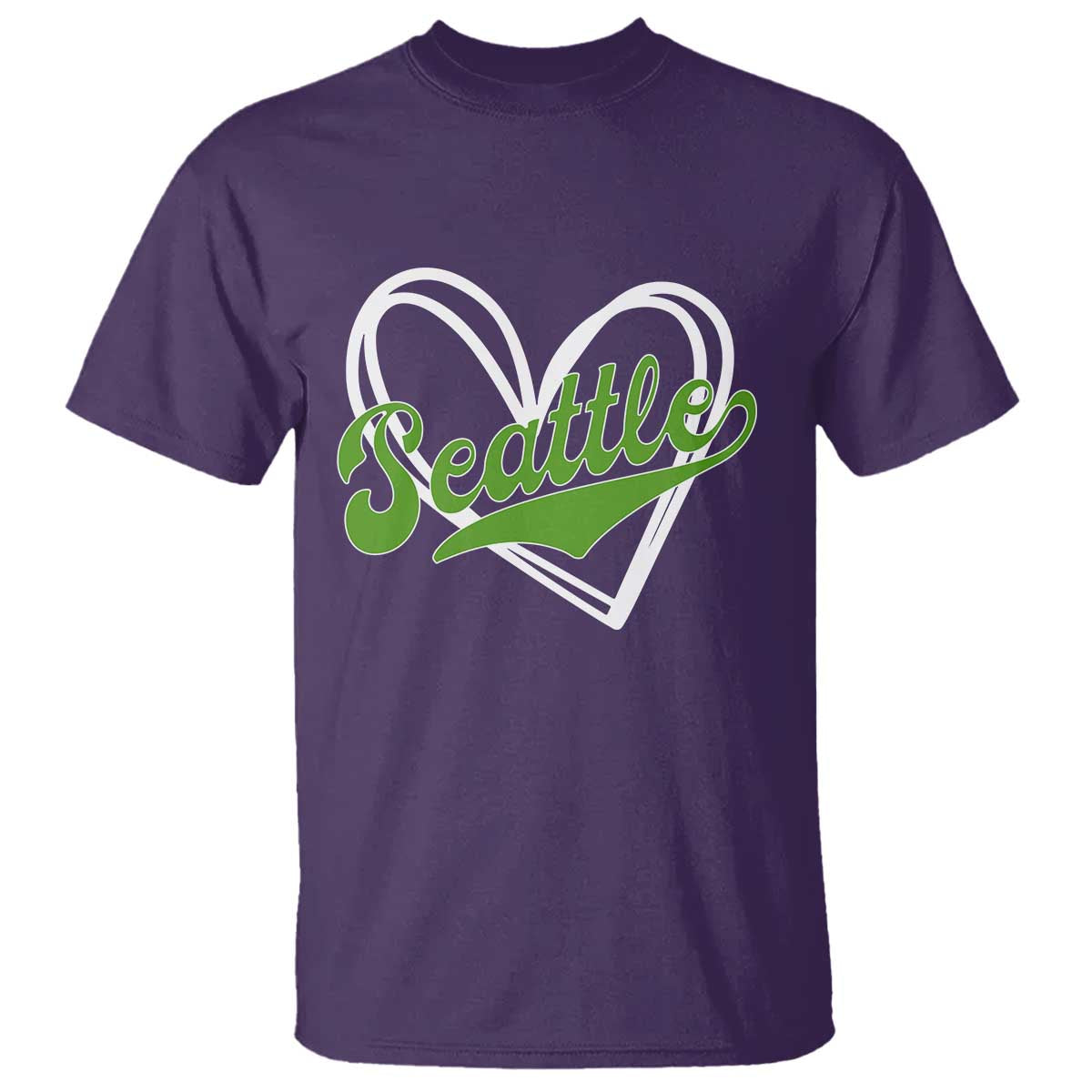 Vintage Seattle T Shirt Classic Print Retro Varsity Love Heart Graphic TS10 Purple Print Your Wear