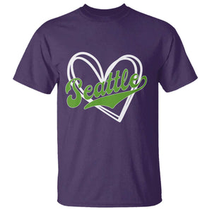 Vintage Seattle T Shirt Classic Print Retro Varsity Love Heart Graphic TS10 Purple Print Your Wear