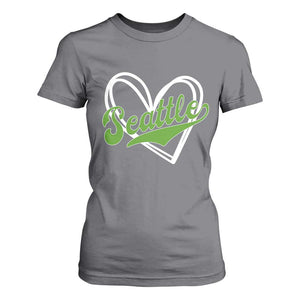 Vintage Seattle T Shirt For Women Classic Print Retro Varsity Love Heart Graphic TS10 Charcoal Print Your Wear