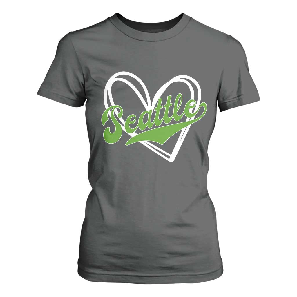 Vintage Seattle T Shirt For Women Classic Print Retro Varsity Love Heart Graphic TS10 Dark Heather Print Your Wear