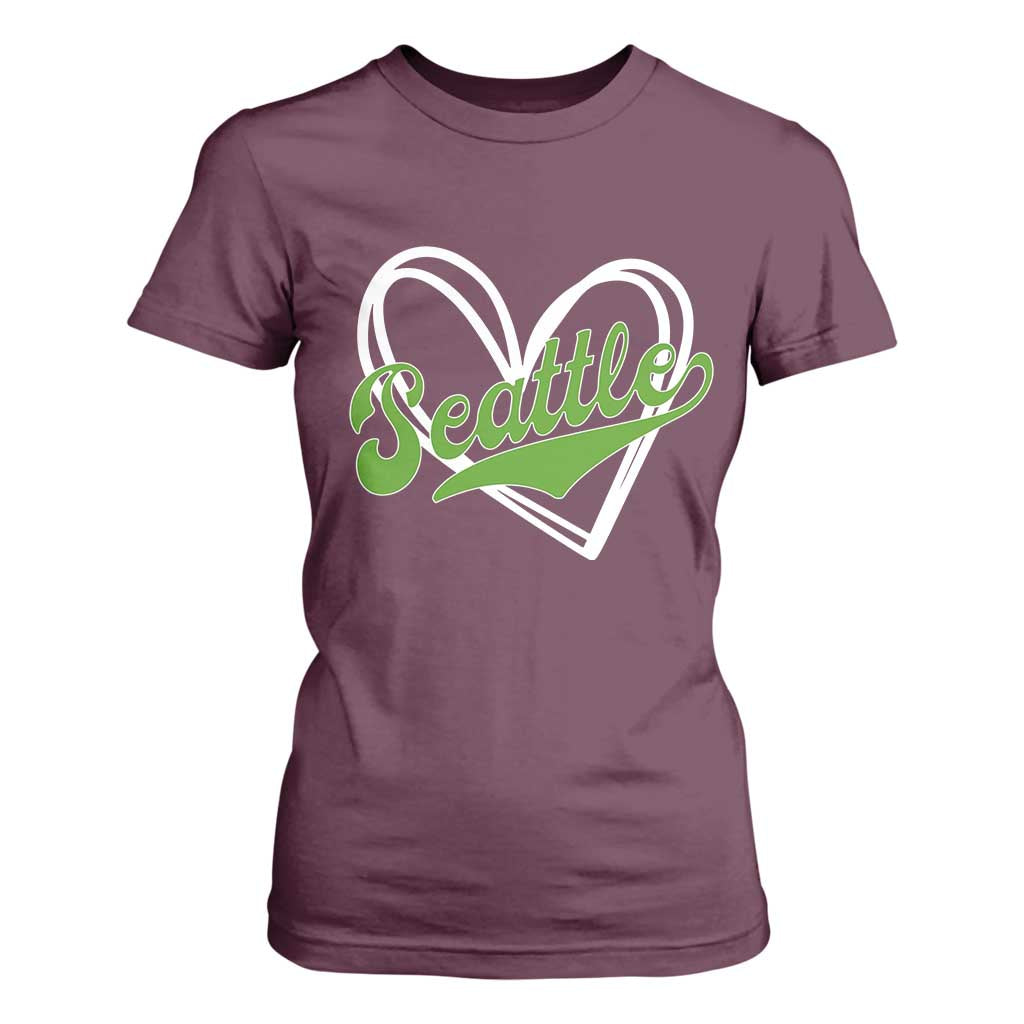 Vintage Seattle T Shirt For Women Classic Print Retro Varsity Love Heart Graphic TS10 Maroon Print Your Wear