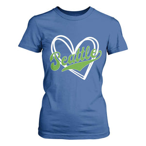 Vintage Seattle T Shirt For Women Classic Print Retro Varsity Love Heart Graphic TS10 Royal Blue Print Your Wear