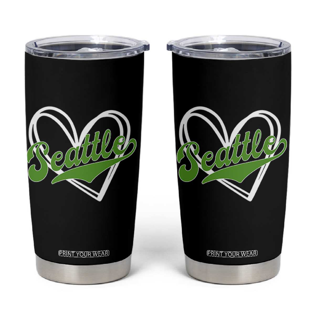 Vintage Seattle Tumbler Cup Classic Print Retro Varsity Love Heart Graphic TS10 Black Print Your Wear