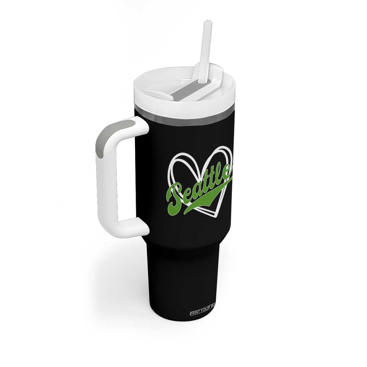 Vintage Seattle Tumbler With Handle Classic Print Retro Varsity Love Heart Graphic TS10 Print Your Wear