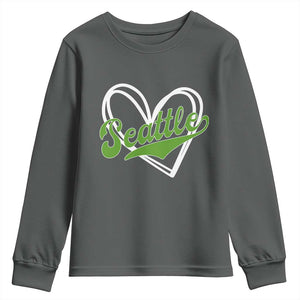 Vintage Seattle Youth Sweatshirt Classic Print Retro Varsity Love Heart Graphic TS10 Dark Heather Print Your Wear