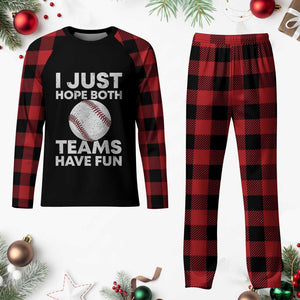 Funny Baseball Plaid Pajama Set I Just Hope Both Teams Have Fun TS10 Buffalo Plaid Print Your Wear