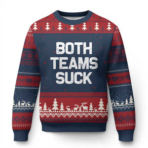 Both Team Sucks Ugly Christmas Sweater Funny Game Day Sports Meme TS10 Navy Red Print Your Wear