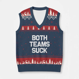 Both Team Sucks V-Neck Knit Sweater Vest Funny Game Day Sports Meme TS10 Navy Red Print Your Wear