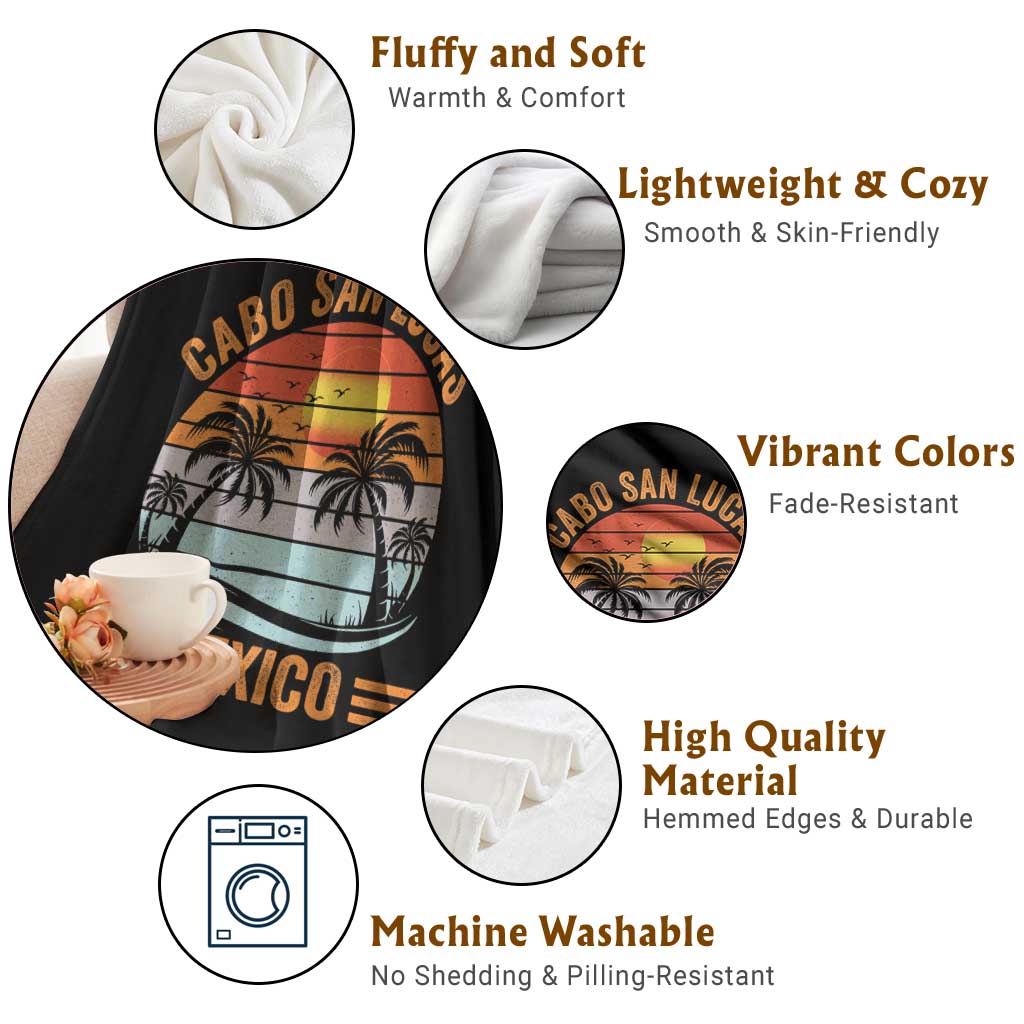 Cabo San Lucas Mexico Throw Blanket Beach Summer Vacation Family Trip Retro 70s TS10 Print Your Wear