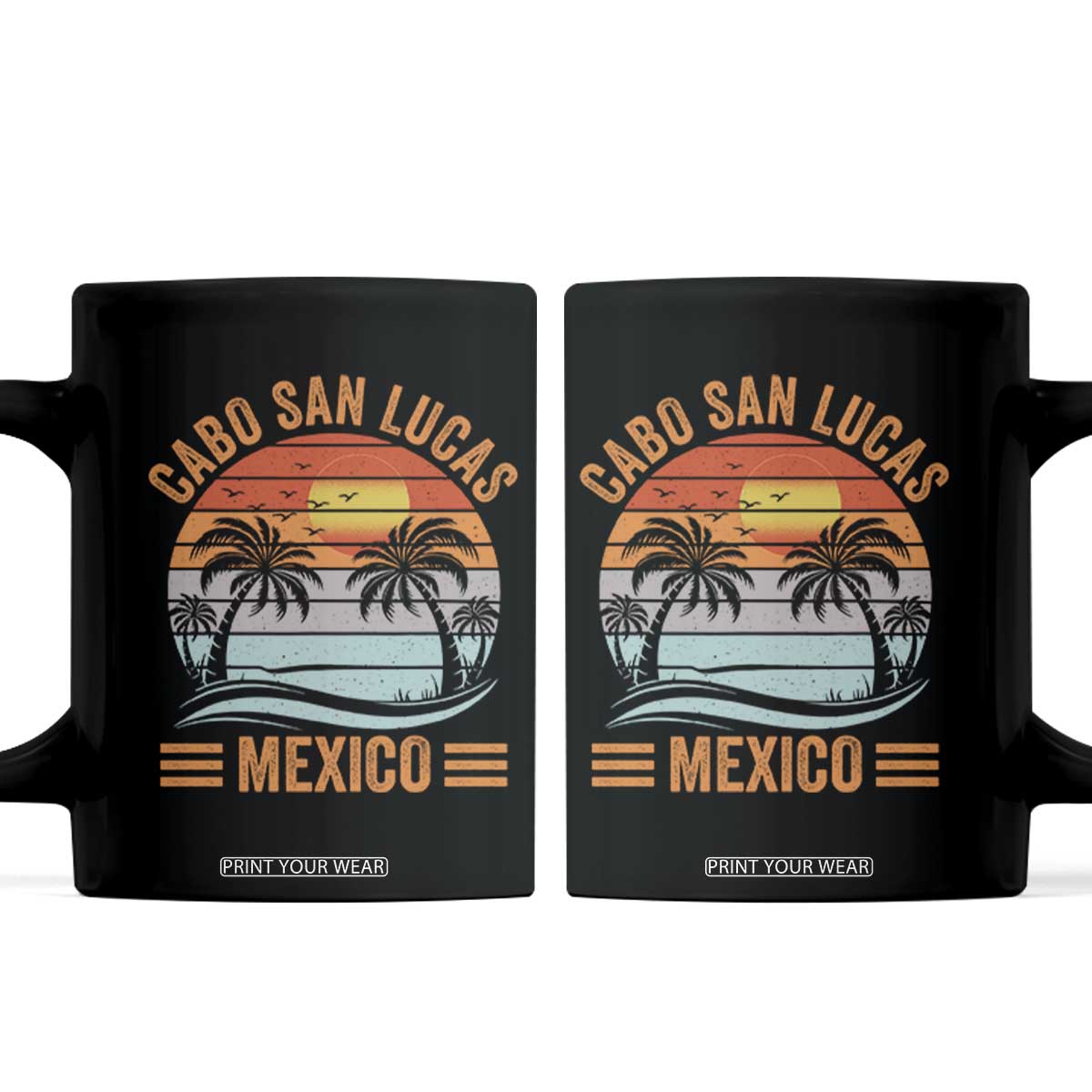 Cabo San Lucas Mexico Coffee Mug Beach Summer Vacation Family Trip Retro 70s TS10 Black Print Your Wear