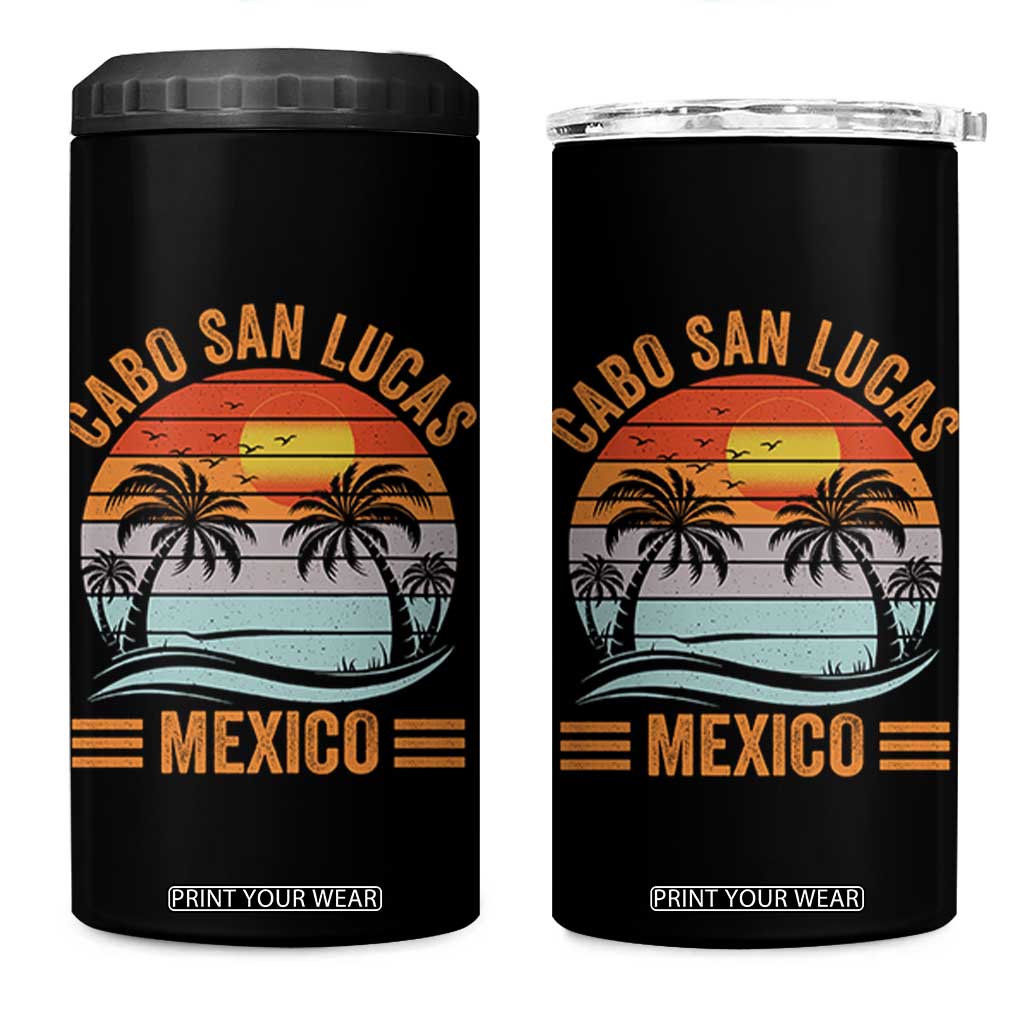 Cabo San Lucas Mexico 4 in 1 Can Cooler Tumbler Beach Summer Vacation Family Trip Retro 70s TS10 One Size: 16 oz Black Print Your Wear