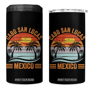 Cabo San Lucas Mexico 4 in 1 Can Cooler Tumbler Beach Summer Vacation Family Trip Retro 70s TS10 One Size: 16 oz Black Print Your Wear