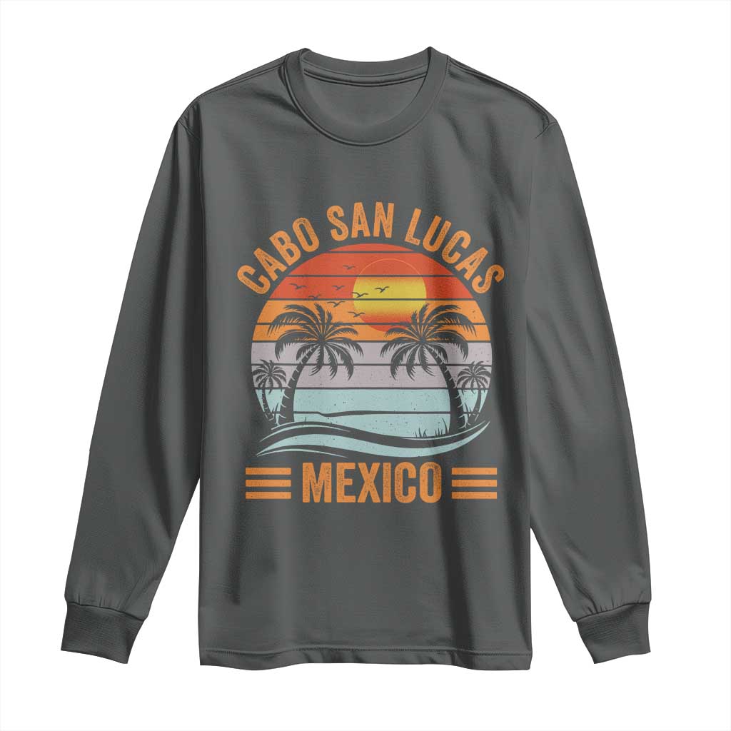 Cabo San Lucas Mexico Long Sleeve Shirt Beach Summer Vacation Family Trip Retro 70s TS10 Dark Heather Print Your Wear