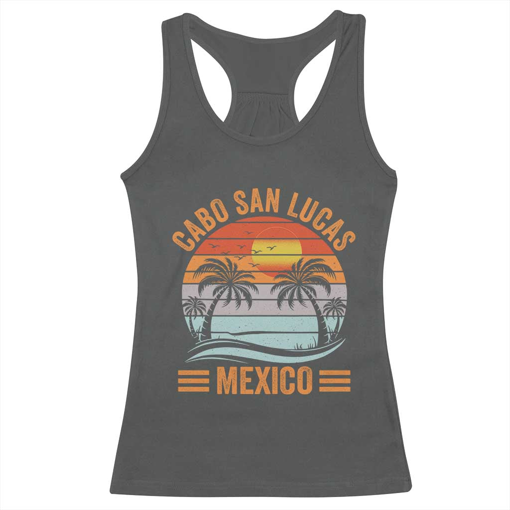 Cabo San Lucas Mexico Racerback Tank Top Beach Summer Vacation Family Trip Retro 70s TS10 Dark Heather Print Your Wear