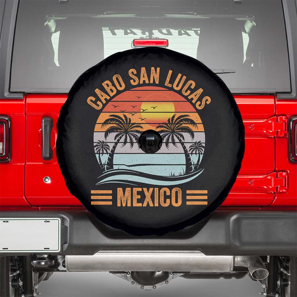 Cabo San Lucas Mexico Spare Tire Cover Beach Summer Vacation Family Trip Retro 70s TS10 Black Print Your Wear