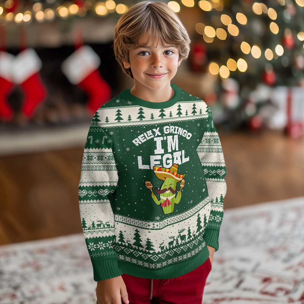 Funny Mexican Immigrant Ugly Christmas Sweater Relax Gringo Im Legal Cinco De Mayo TS10 Forest Green Beige Print Your Wear