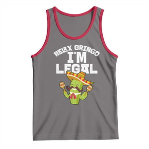 Funny Mexican Immigrant Tank Top Relax Gringo Im Legal Cinco De Mayo TS10 Deep Heather Red Print Your Wear