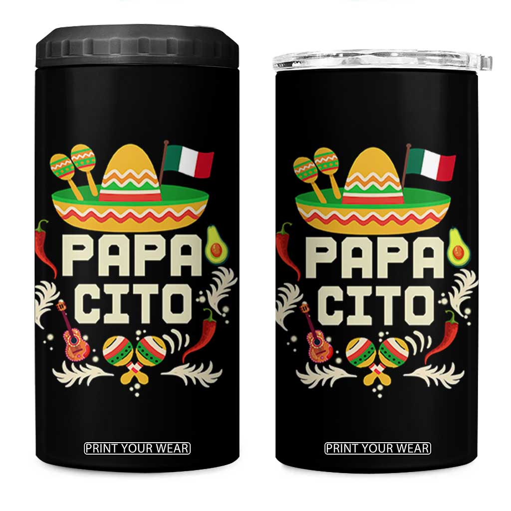 Mexican Dad 4 in 1 Can Cooler Tumbler Papa Cito Latino Fathers Day Gift Mexican Pride TS10 One Size: 16 oz Black Print Your Wear