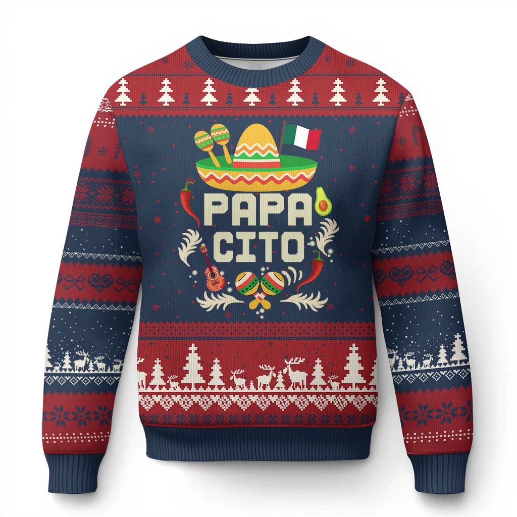 Mexican Dad Ugly Christmas Sweater Papa Cito Latino Fathers Day Gift Mexican Pride TS10 Navy Red Print Your Wear