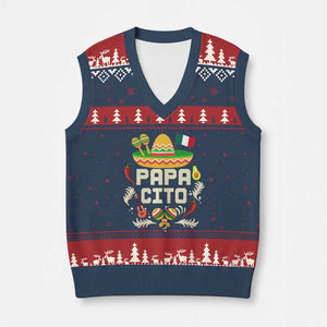 Mexican Dad V-Neck Knit Sweater Vest Papa Cito Latino Fathers Day Gift Mexican Pride TS10 Navy Red Print Your Wear
